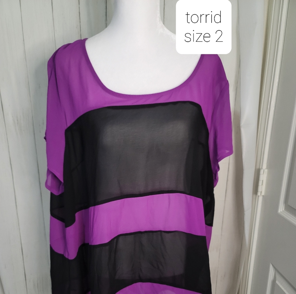 Torrid sheer black and purple top - 2